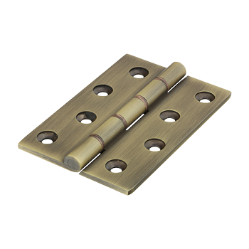102mm x 67mm Double Phosphor Bronze Washered Hinges - Solid Brass - Antique Brass