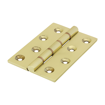 102mm x 67mm Double Phosphor Bronze Washered Hinges - Solid Brass - Polished Brass