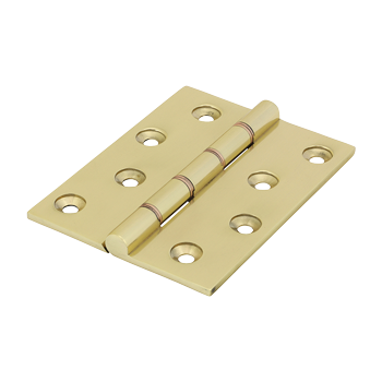 102mm x 75mm Double Phosphor Bronze Washered Hinges - Solid Brass - Polished Brass