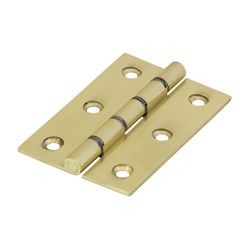 76mm x 50mm Double Steel Washered Hinges - Polished Brass - Pack of 2
