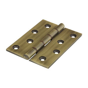 102mm x 75mm Double Phosphor Bronze Washered Hinges - Solid Brass - Antique Brass