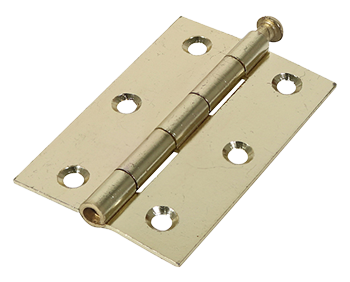 90mm x 60mm Butt Hinge loose Pin - Electro Brass Plated - Pack of 2