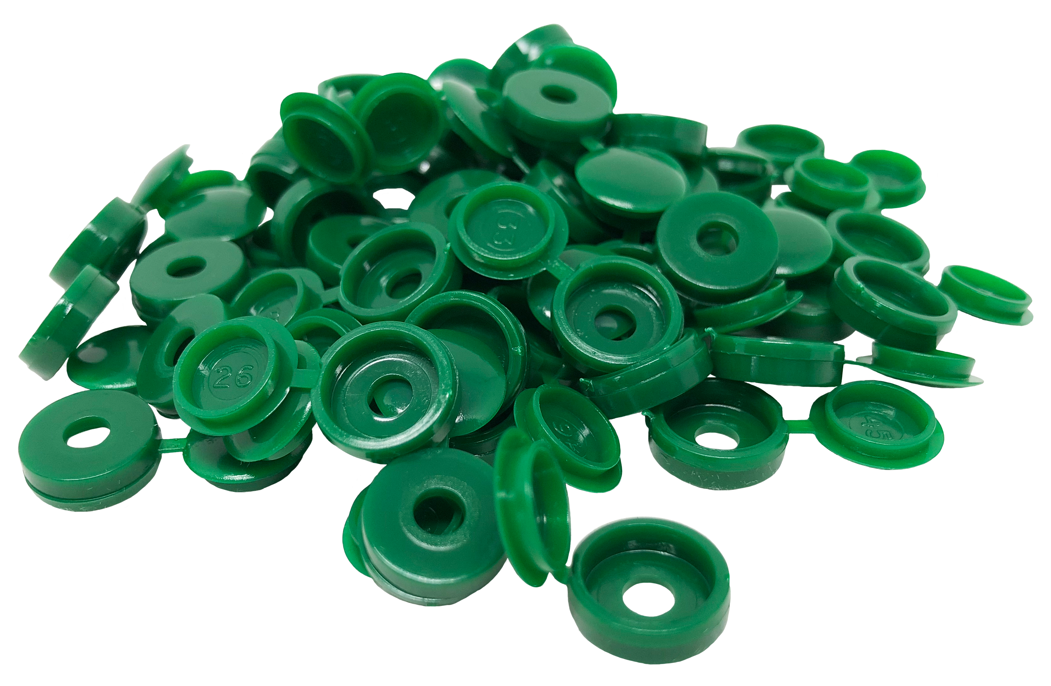Hinged Screw Cover Caps 6g-8g Green